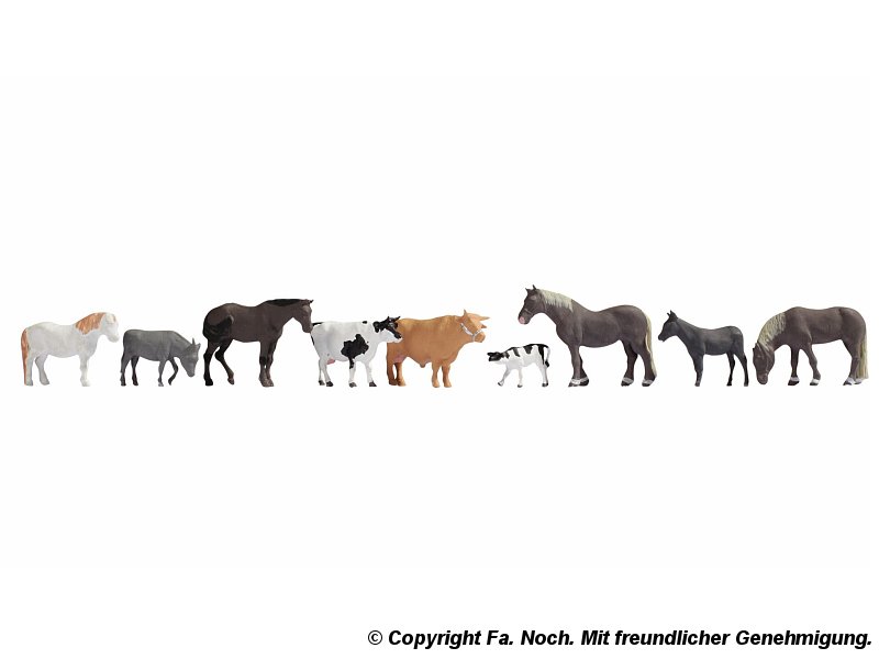 Noch Figuren Spur N Tiere auf dem Bauernhof Pferde Kühe Ziege 36713