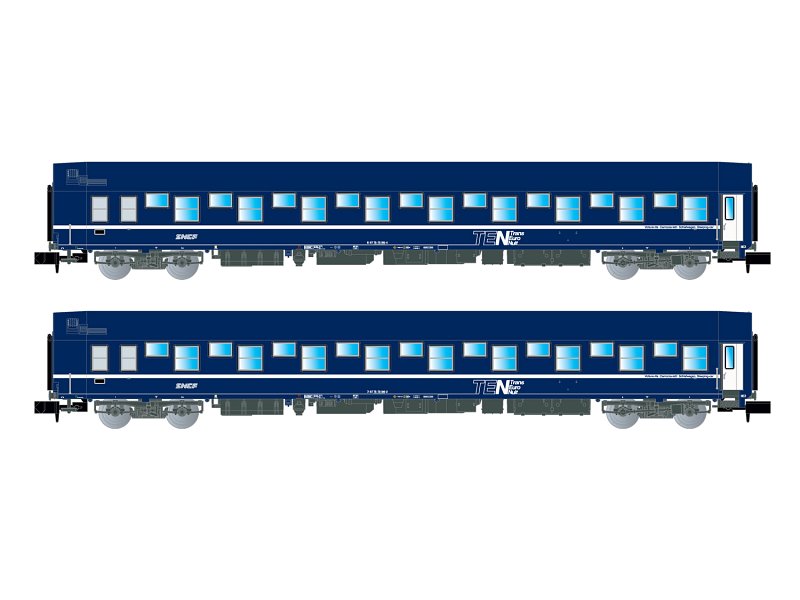 Arnold Personenwagen-Set SNCF Schlafwagen T2 2-teilig , Epoche IV-V HN4405