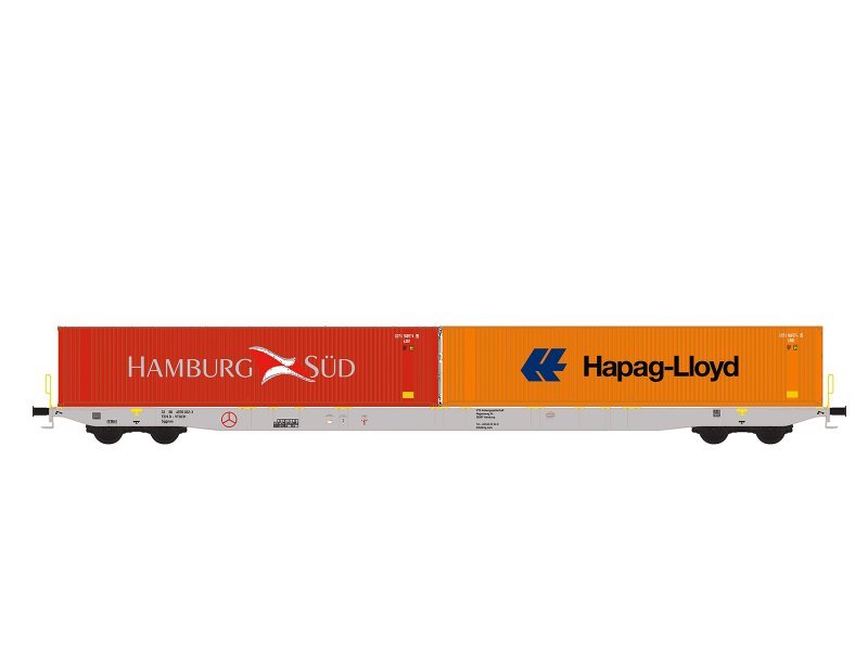 Hobbytrain Güterwagen Container Tragwagen Boxxpresss Hamburg Süd + Hapag Lloyd Ep.: VI H23103