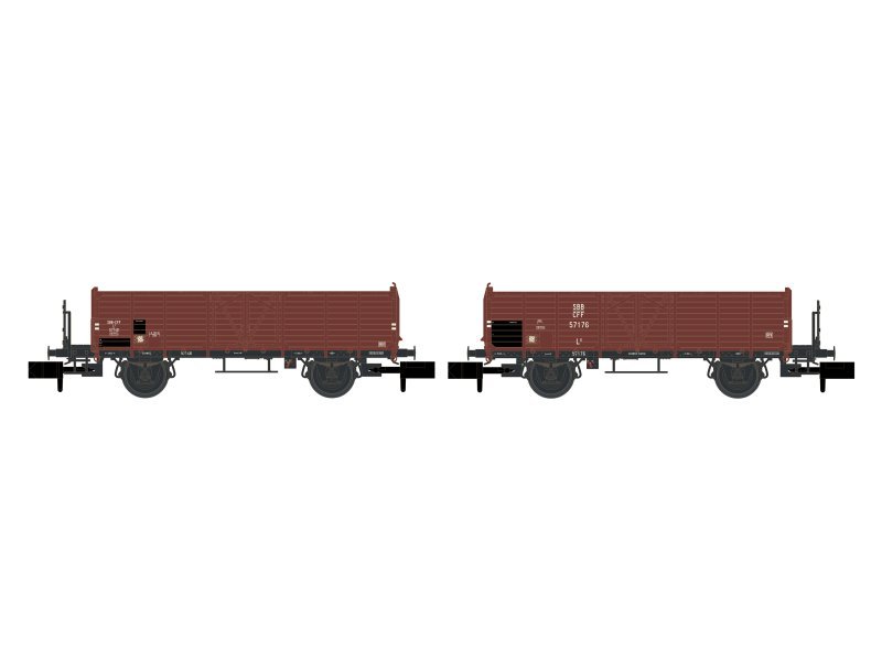 Hobbytrain offene Güterwagen L6 SBB Holz-Ausführung Ep. III 2-teilig H24351