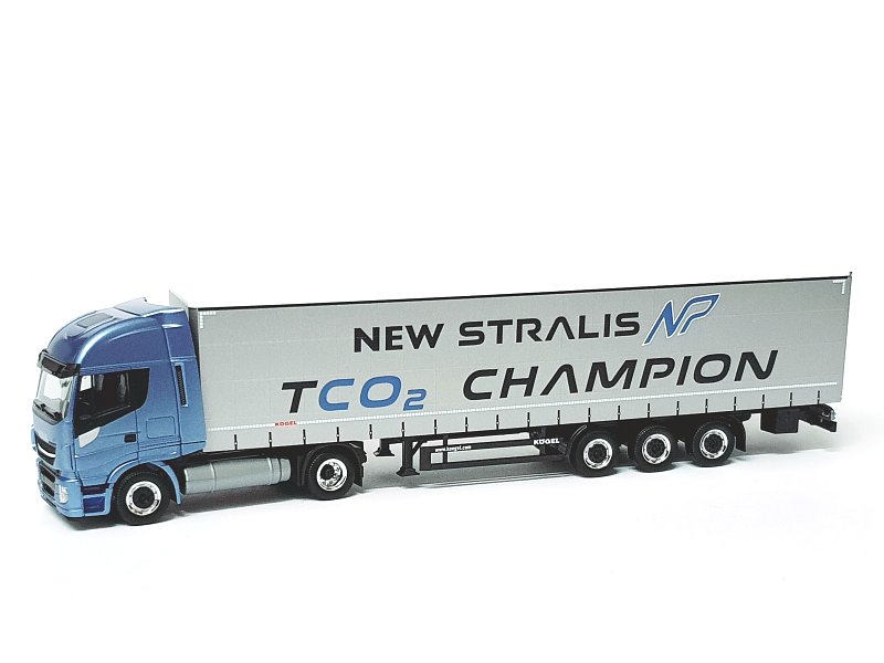 Herpa H0 Iveco Stralis NP 460 Gardinenplanen-Sattelzug "New Stralis TCO2 Champion" 312271