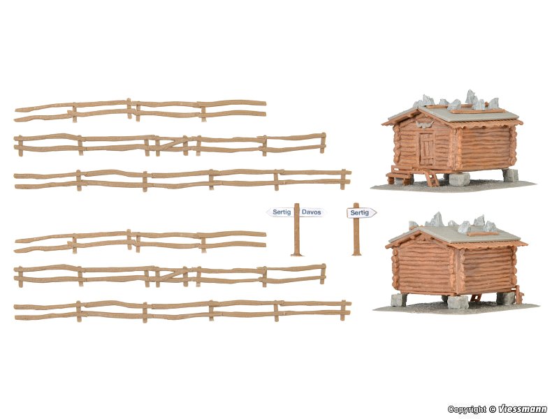Kibri Bausatz Stadel mit Zaun Spur N 37028
