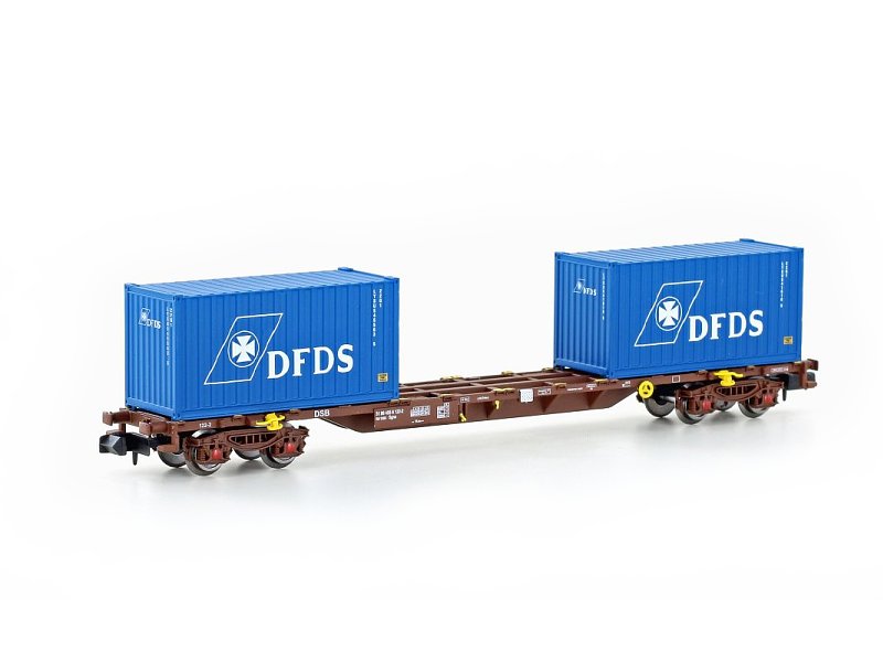 MF Train Güterwagen DSB  4-achs. Container-Tragwagen mit Container MF 33447